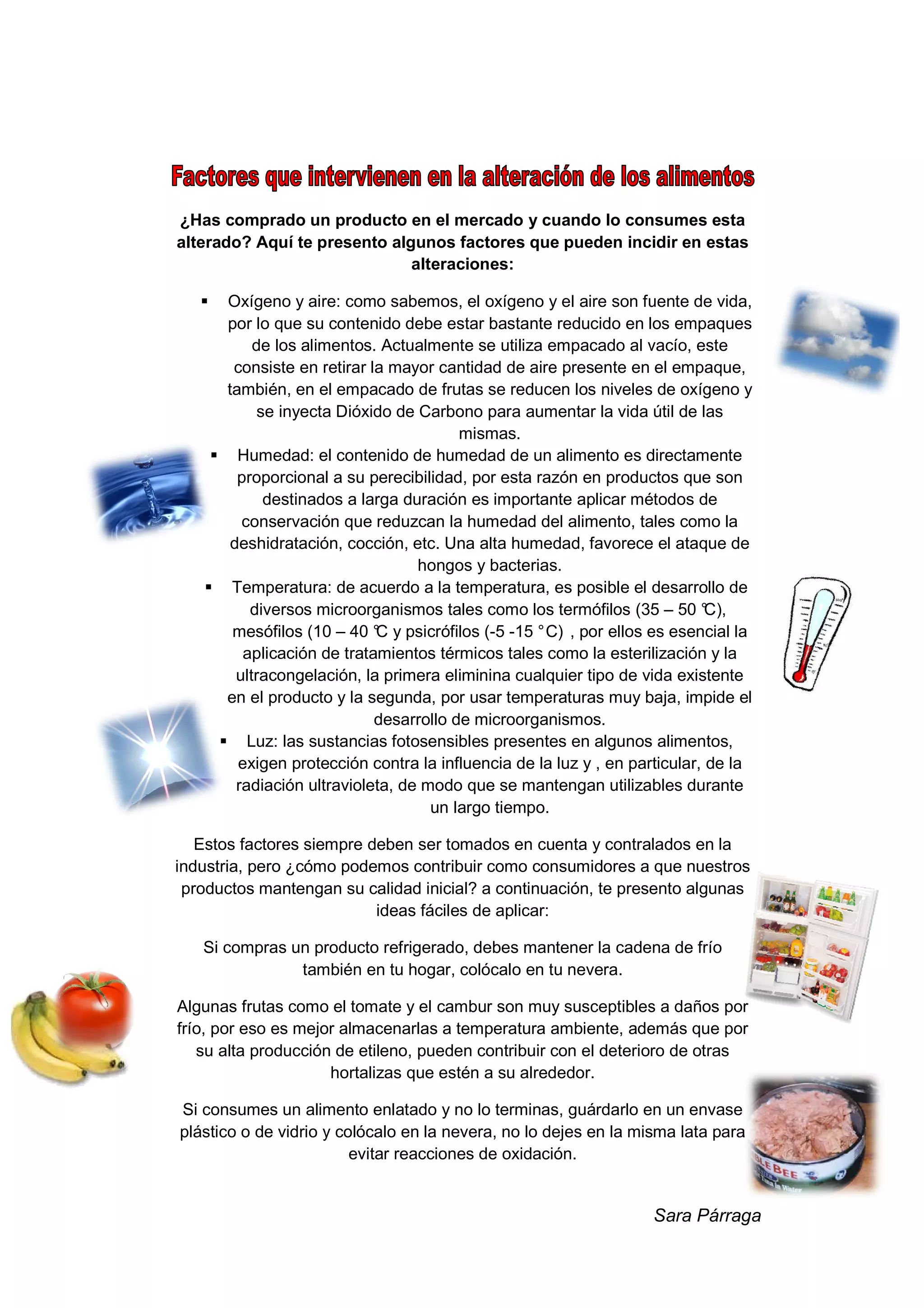 Factores que intervienen en la alteración de los alimentos | PDF