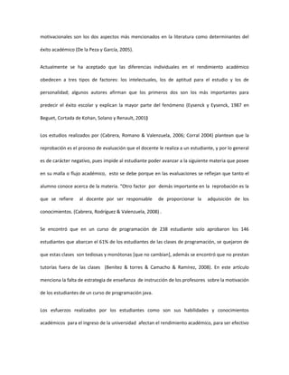 Factores reprobacion estudiantes mic