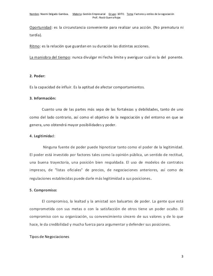Factores y estilos de la negociación