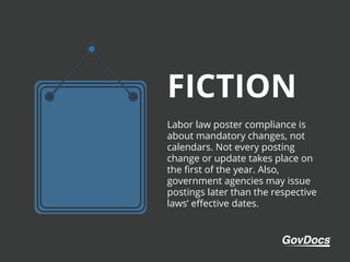 Labor law poster compliance is
about mandatory changes, not
calendars. Not every posting
change or update takes place on
t...