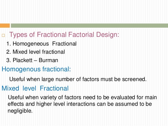 Factorial Design Optimization Techniques