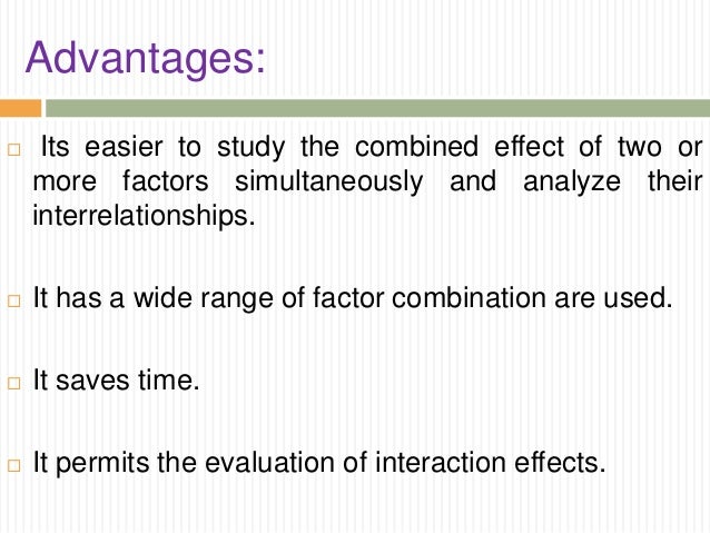 Factorial Design Optimization Techniques