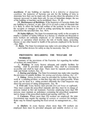 Prohibited Factory Rules Factories act 1948 | DOC