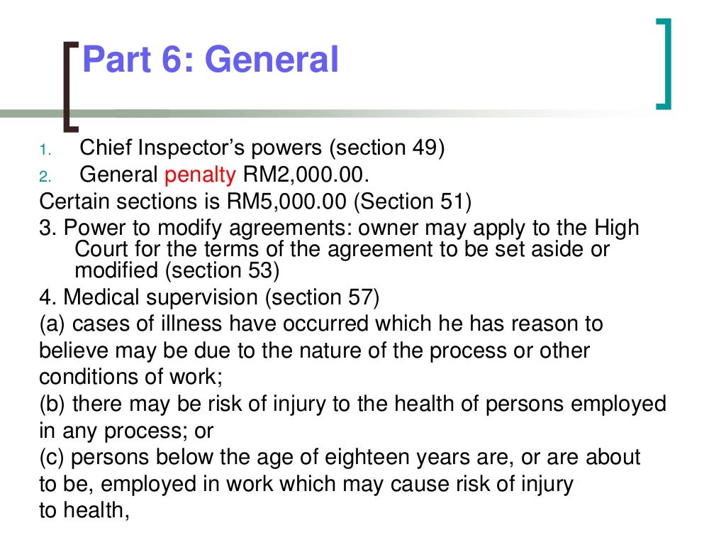 Factories and machinery act 1967 (fma 1967