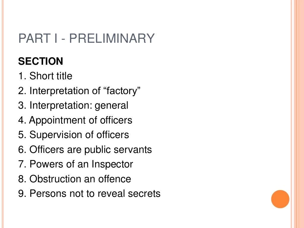 Factories and machinery act 1967 (fma 1967