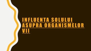 INFLUENTA SOLULUI
ASUPRA ORGANISMELOR
VII
 