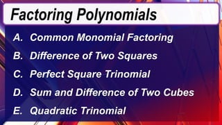 Cmf Math Grade 8 Mathematics Common Monomial Factoring | PPTX