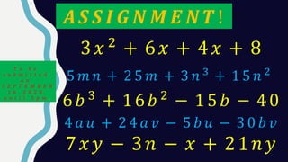 Cmf Math Factoring common monomial | PPTX