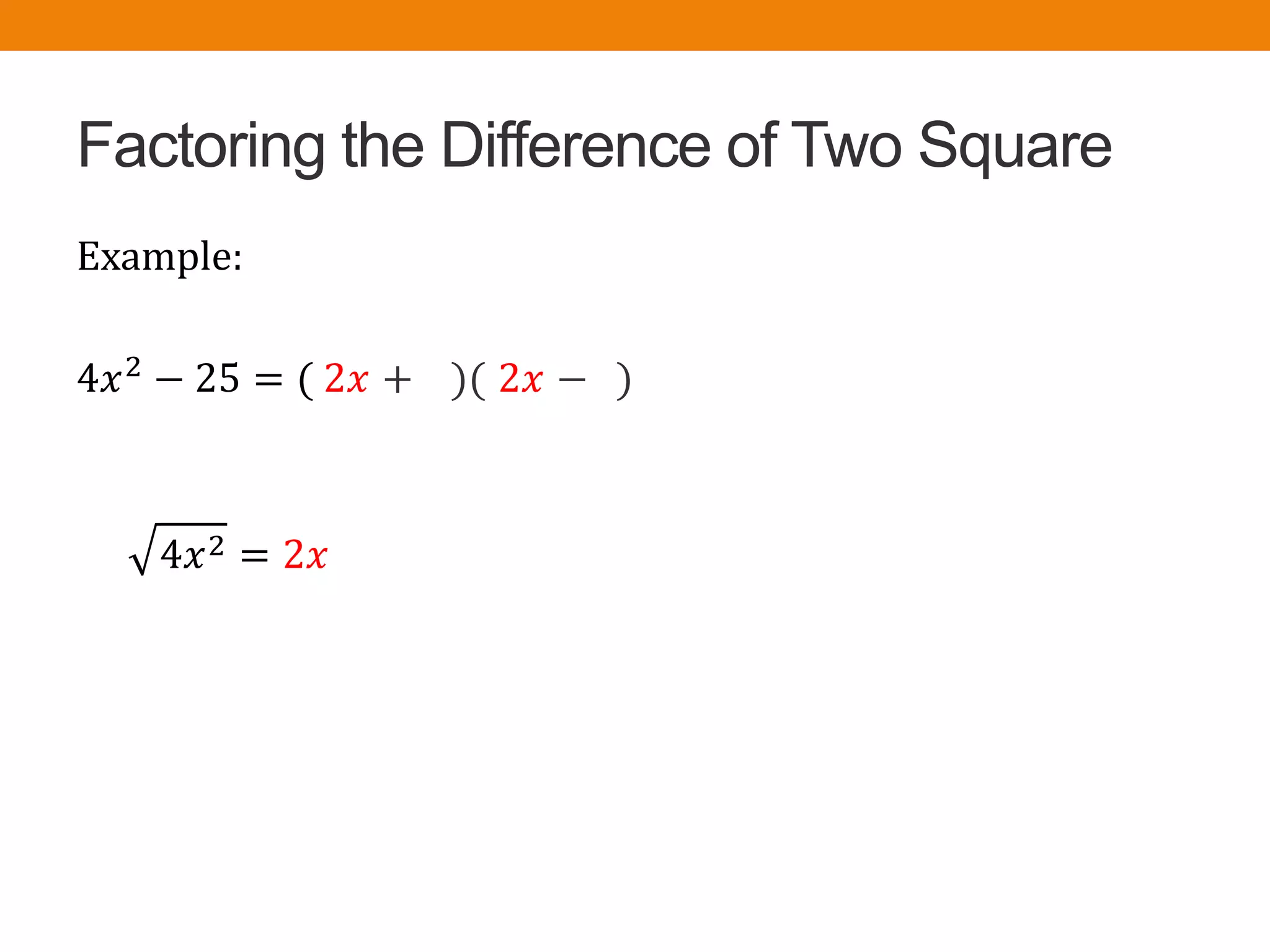 Factoring difference of squares | PPTX | Science