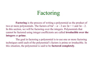 Factoring polynomials