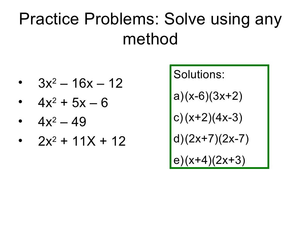 Factoring Quadratic Expressions Worksheet