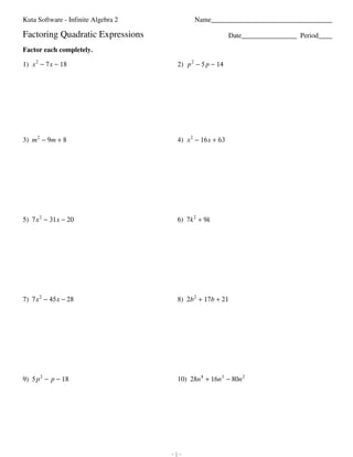 Factoring quadratic expressions | PDF