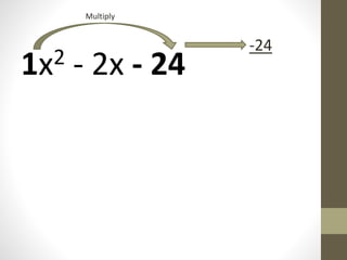 1x2 - 2x - 24
Multiply
-24