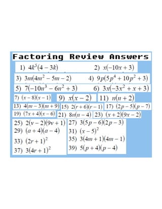 Factoring review answers