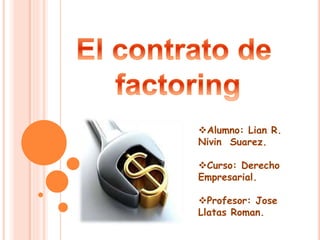 Alumno: Lian R. 
Nivin Suarez. 
Curso: Derecho 
Empresarial. 
Profesor: Jose 
Llatas Roman. 
 