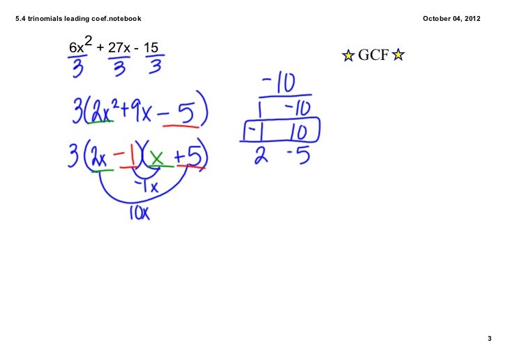 Factoring trinomials lc greater than 1