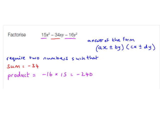 Factorisation example (quadratic)
