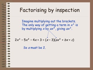 Factorisation polynomilas | PPT