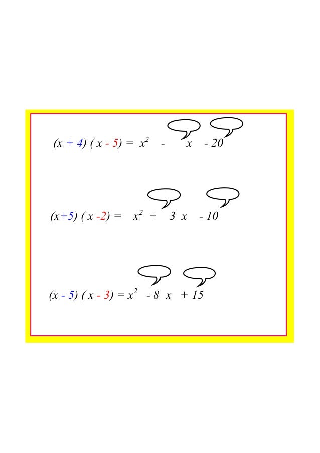 Factorising Quadratic Expressions 1 Factorising Quadratic Expressions 1