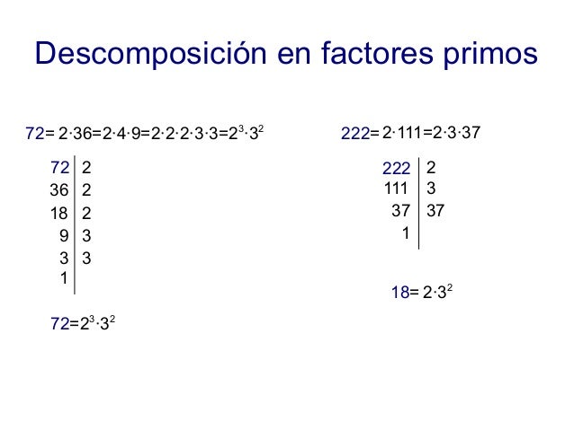 Descomposicion En Factores Primos De 36