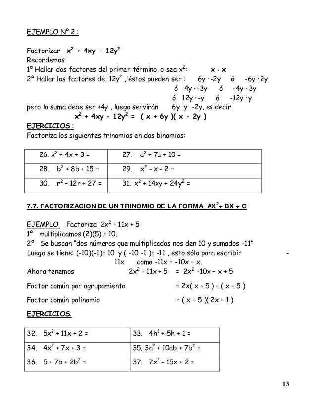 Factorizacion Y Productos Notables 2 A B C