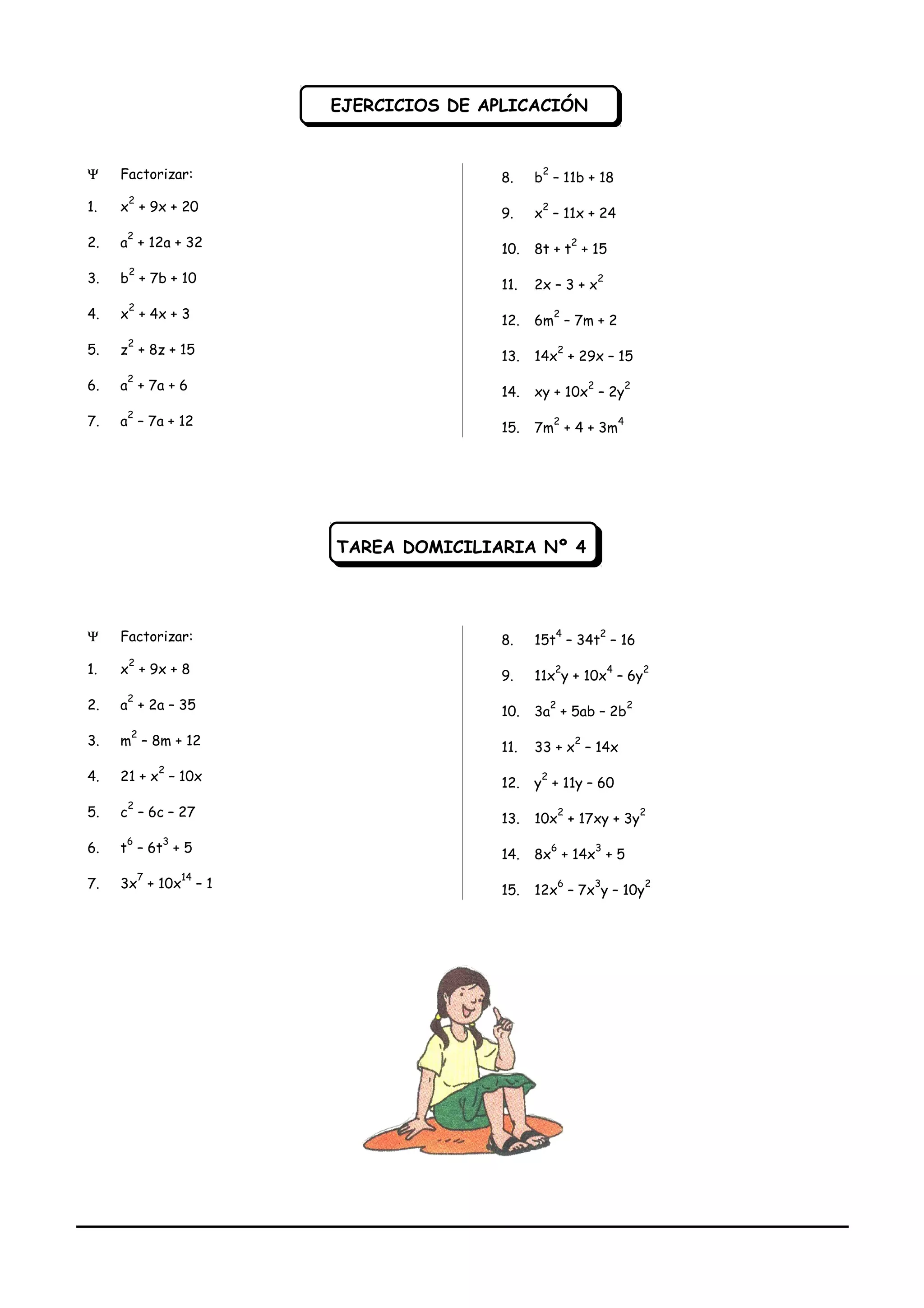 Factorización aspa simple | DOC | Homework and Study | Education