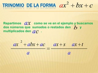 Factorizacion de trinomios de la forma ax2+bx+c | PPSX