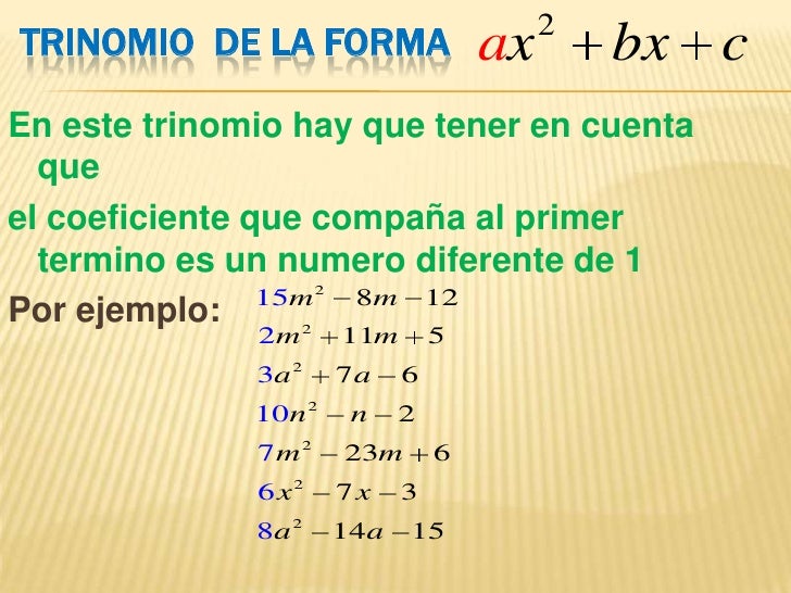 Trinomio Cuadrado De La Forma X2bxc Ejemplos Resueltos