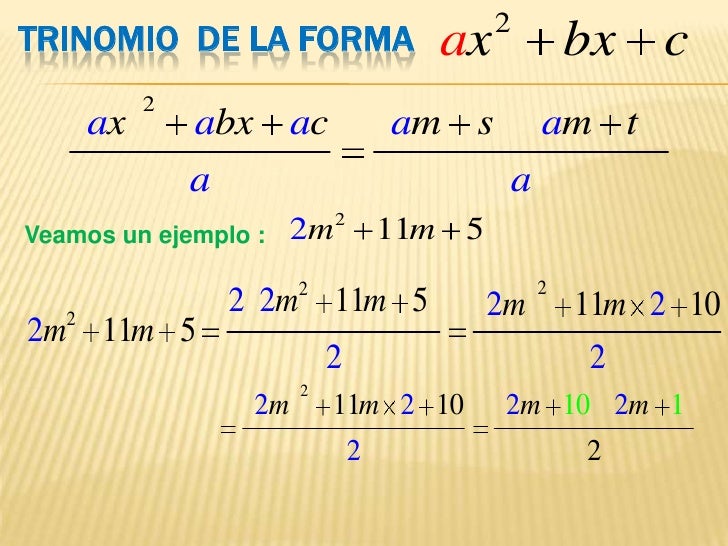 Factorizacion De Trinomios De La Forma Ax2 Bx C