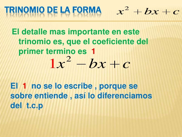 Trinomio De La Forma X2bxc Método Del Aspa