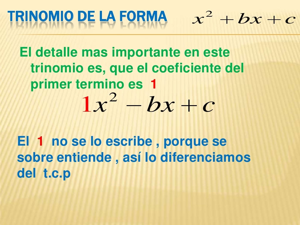 Factorizacion de trinomios de la forma x2+bx+c