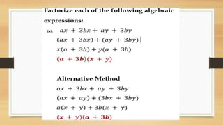 This powerpoint explains how to factorize by grouping as well as how to ...