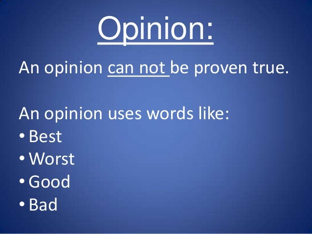 Fact or opinion for Second Graders