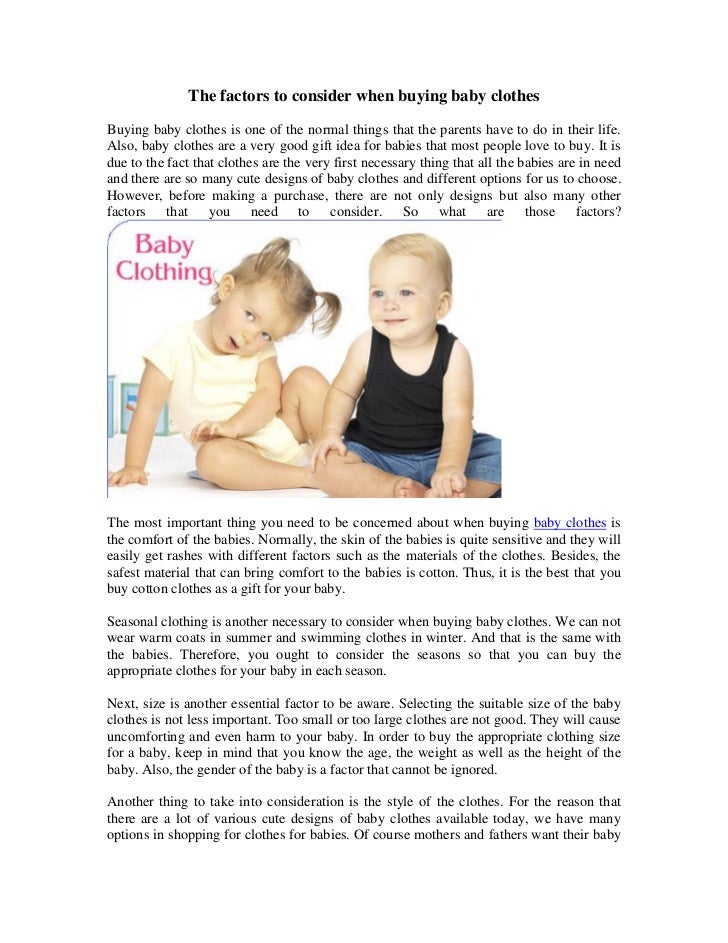 The factors to consider when buying baby clothes
