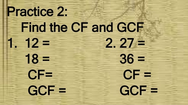 Factors And Greatest Common Factor