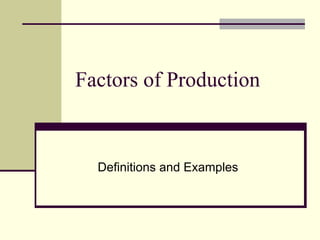 Factors of Production
Definitions and Examples
 