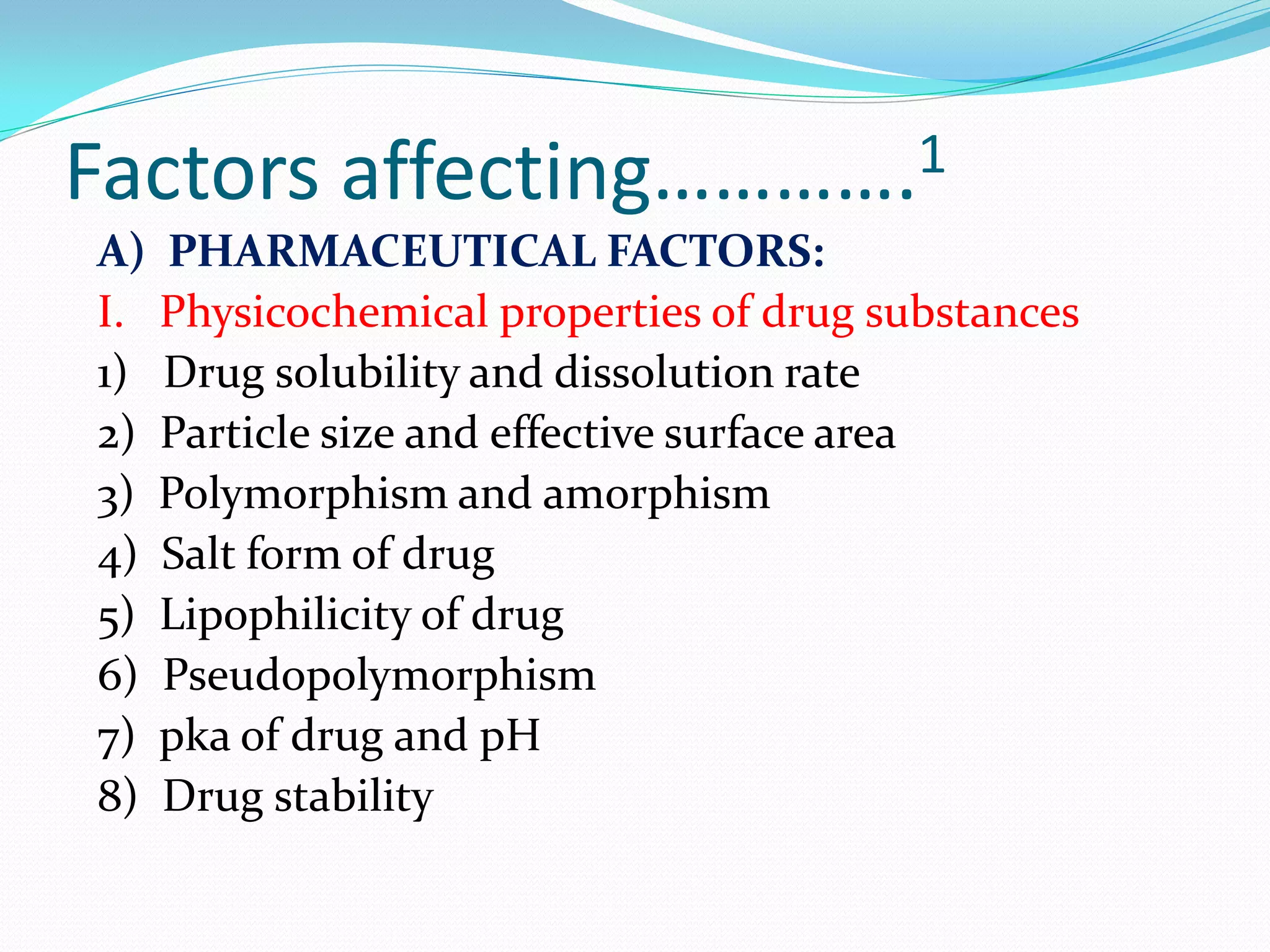 Factors affecting absorption of drugs | PDF
