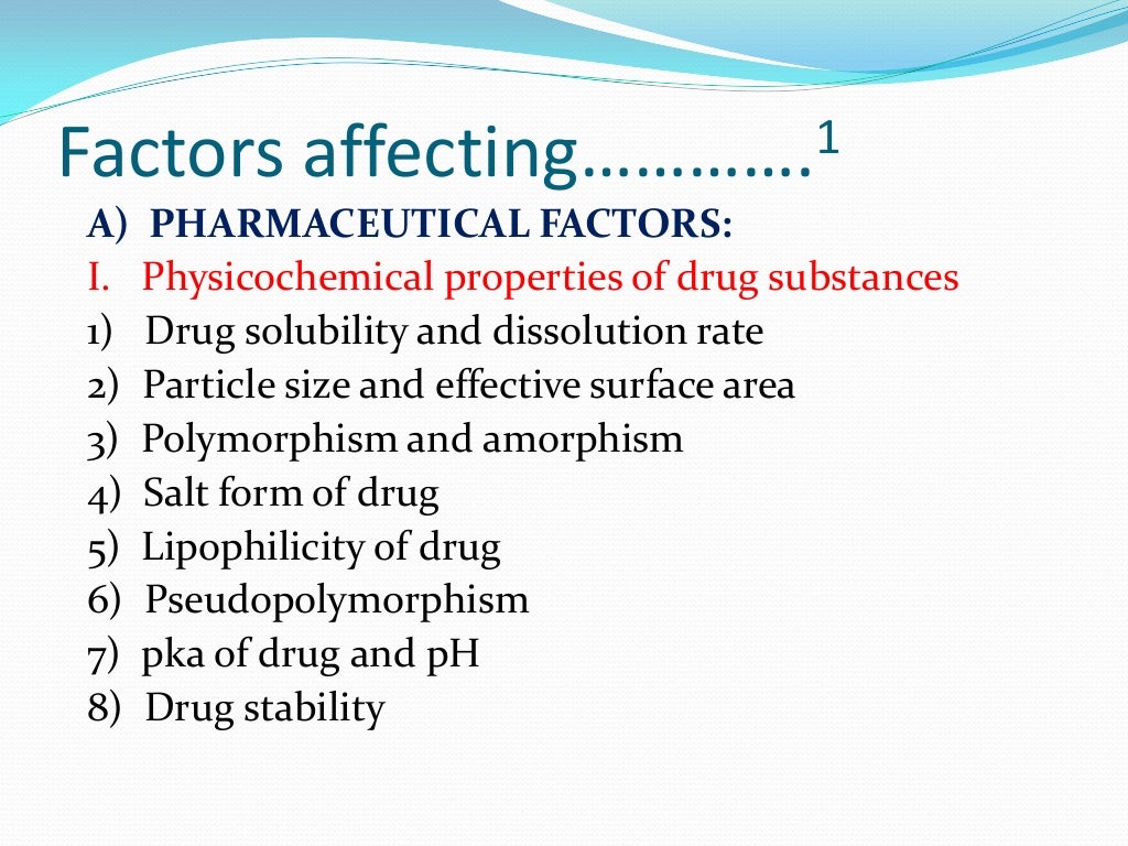 Factors affecting absorption of drugs