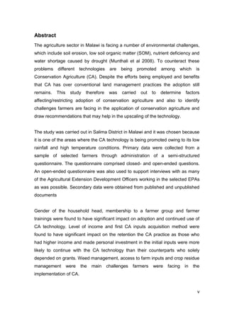 Factors affecting adoption of conservation agriculture in malawi | PDF
