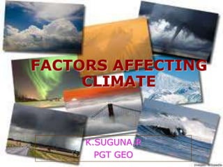 FACTORS AFFECTING
CLIMATE

K.SUGUNA.R
PGT GEO

 
