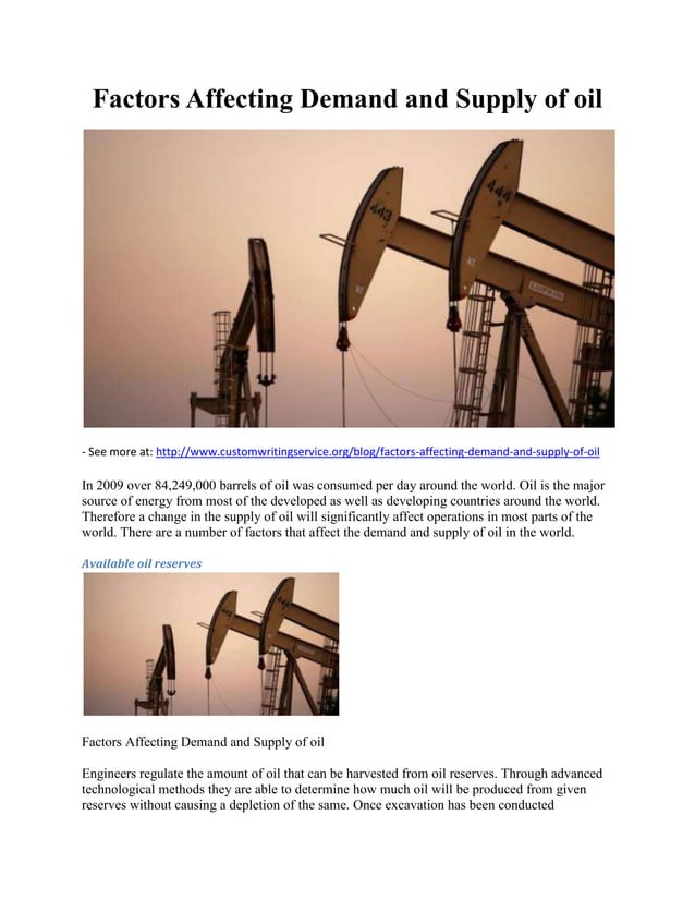 Factors affecting demand and supply of oil