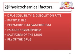 Factors affecting drug absorption | PPTX