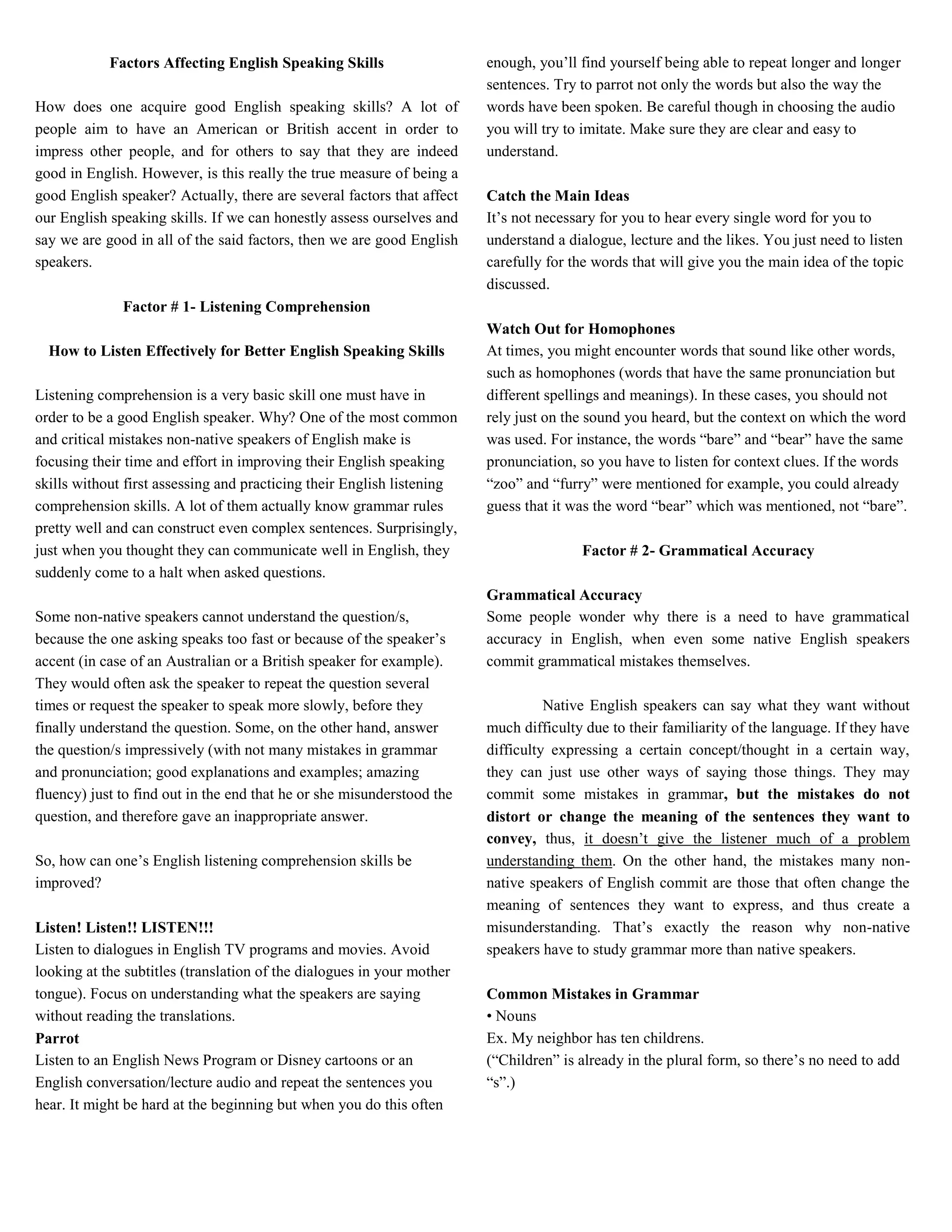 Factors affecting english speaking skills | DOCX