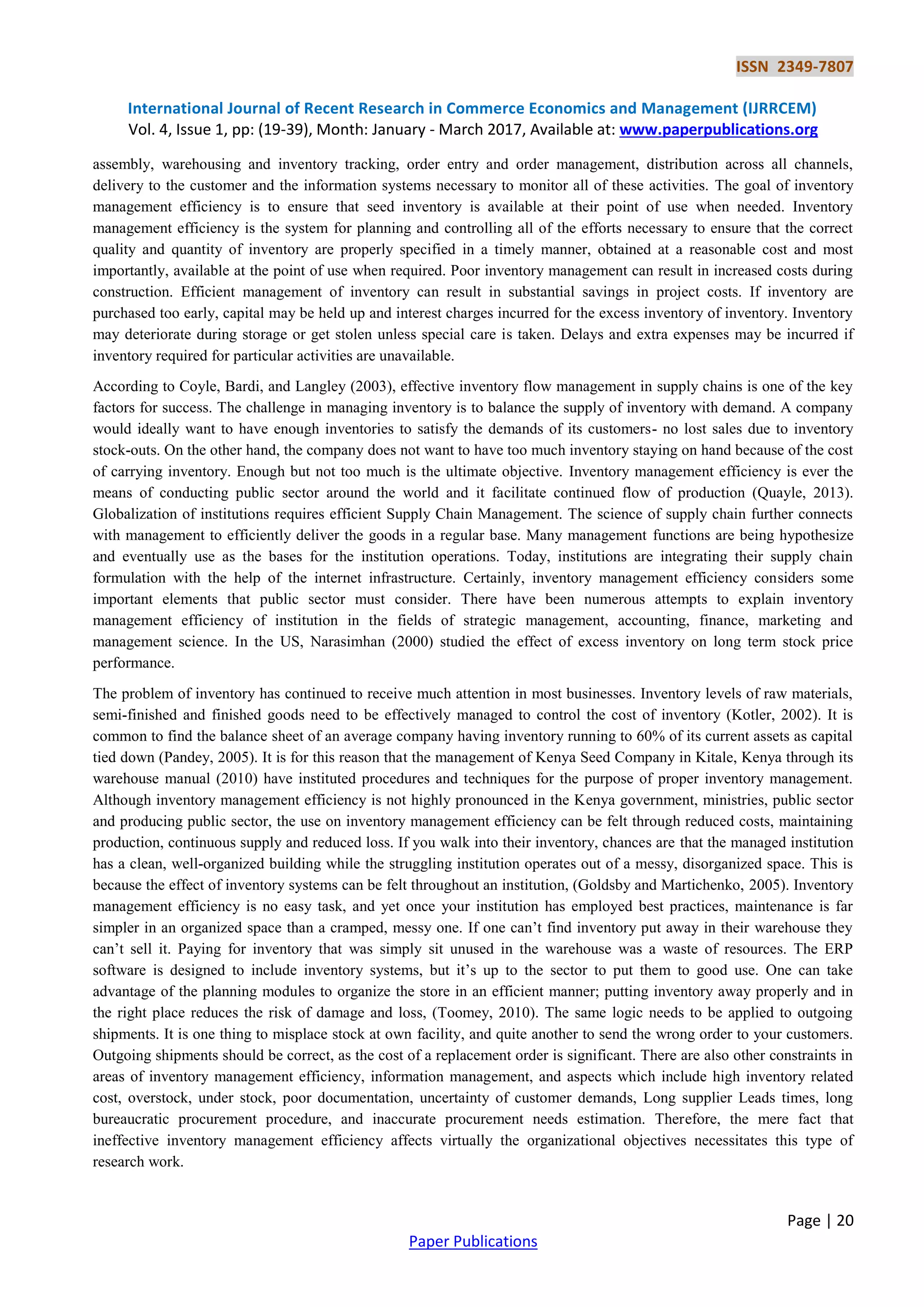 Factors Affecting Inventory Management Efficiency in Kenya Seed Company ...