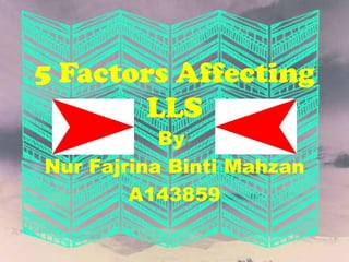 5 Factors Affecting
LLS
By:
Nur Fajrina Binti Mahzan
A143859

 