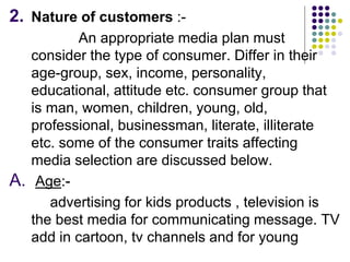 list factors affecting choice of media
