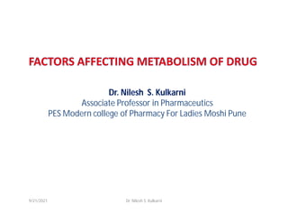 Dr. Nilesh S. Kulkarni
Associate Professor in Pharmaceutics
PES Modern college of Pharmacy For Ladies Moshi Pune
9/21/2021 Dr. Nilesh S. Kulkarni
 