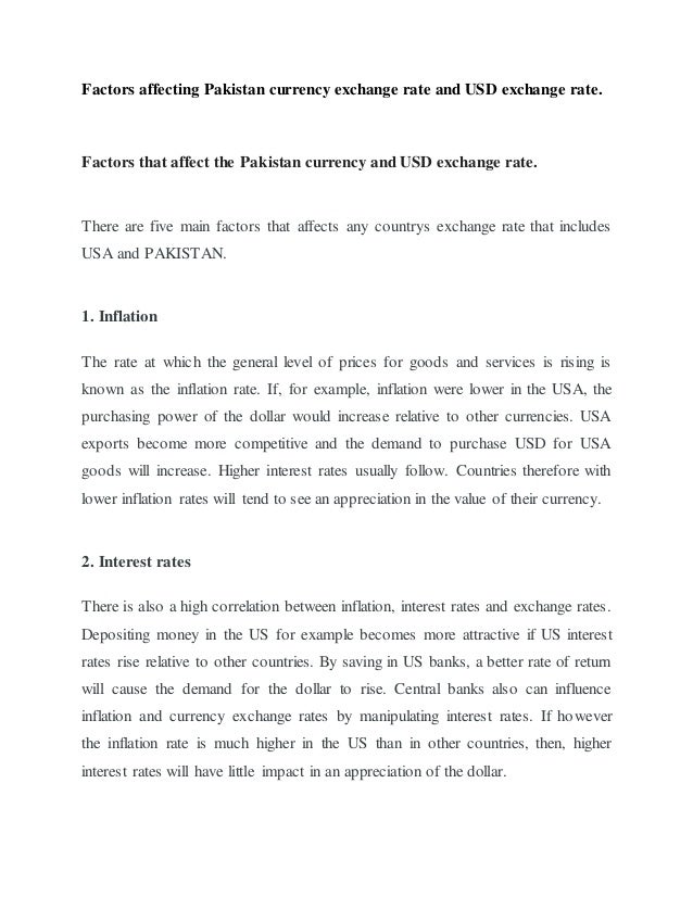 Factors Affecting Pakistan Currency Exchange Rate And Usd Exchange Ra - 