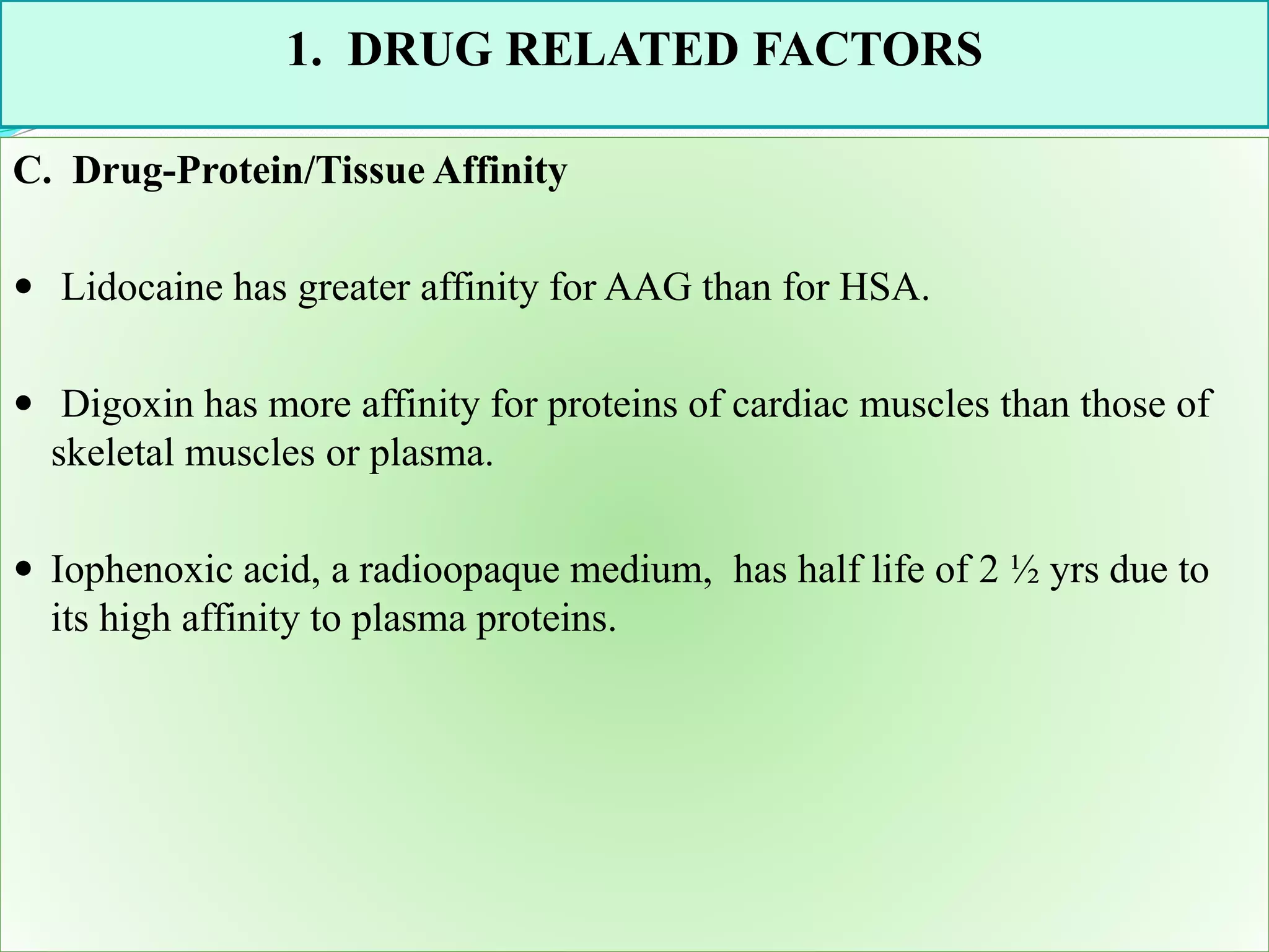 Factors affecting protein drug binding and rotein drug binding PPT