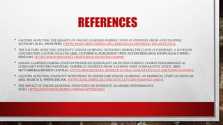 Factors Affecting Student Online Learning outcomes Pre and Post ...